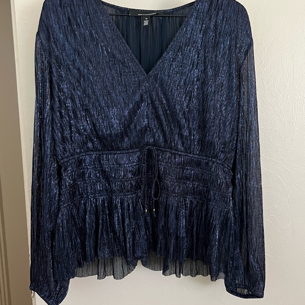 WHBM metallic blue blouse